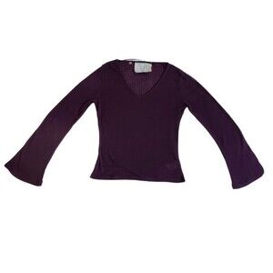 California Moon Rise purple long sleeve v neck top sz S